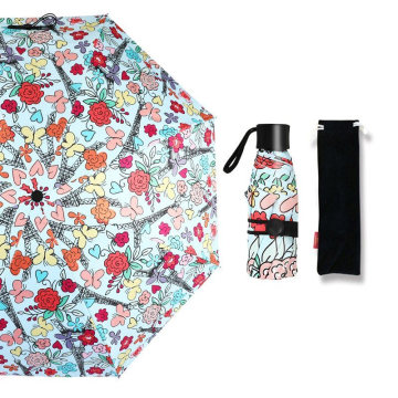 Very Small Travel Sun Rain Windproof Compact Tote Mini 5 Folding Umbrella